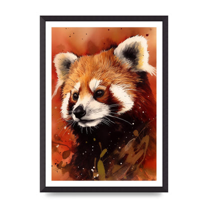 Red Panda Portrait with Warm Colored Backdrop