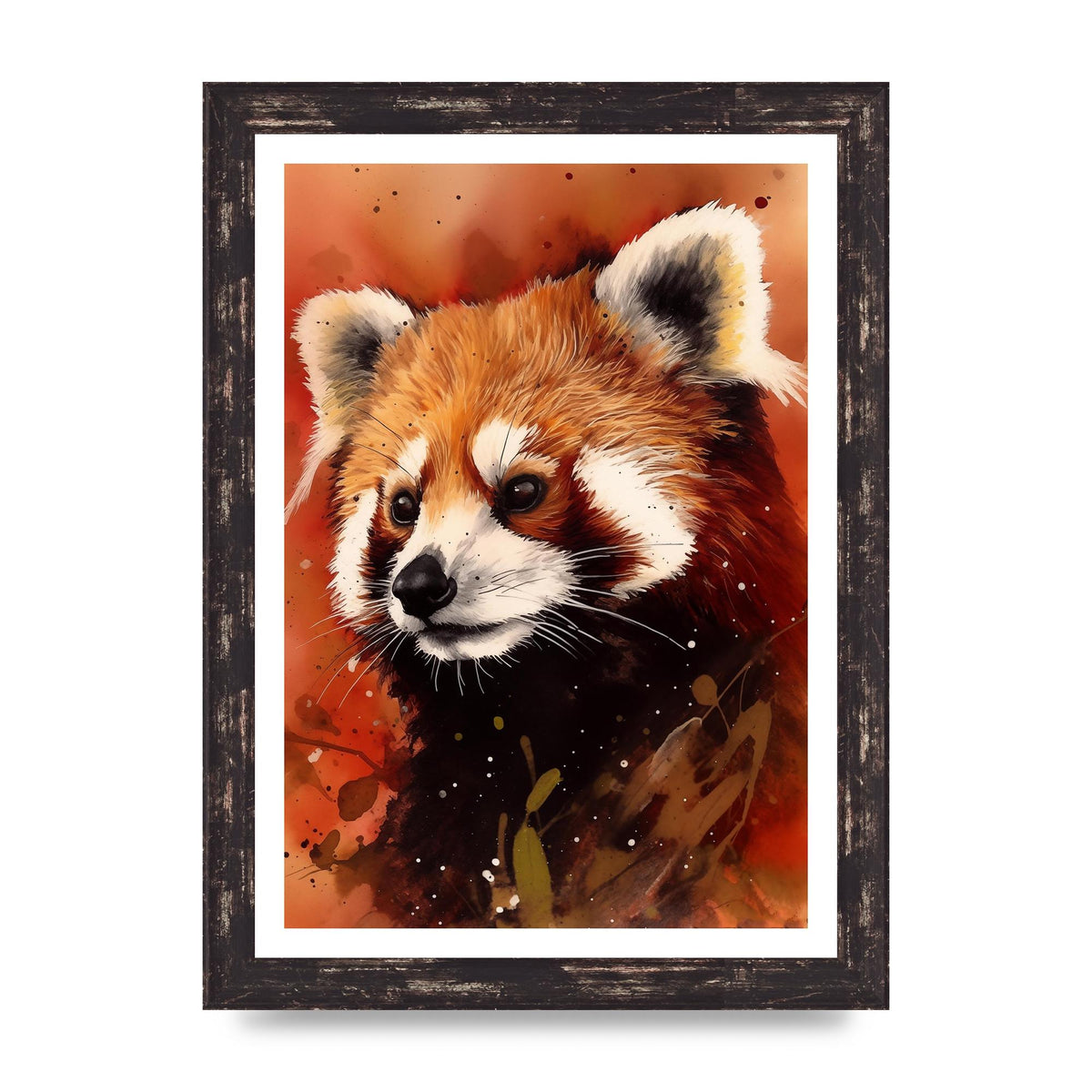 Red Panda Portrait with Warm Colored Backdrop