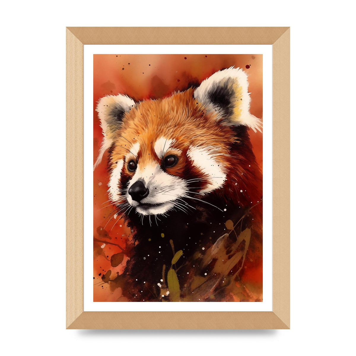 Red Panda Portrait with Warm Colored Backdrop