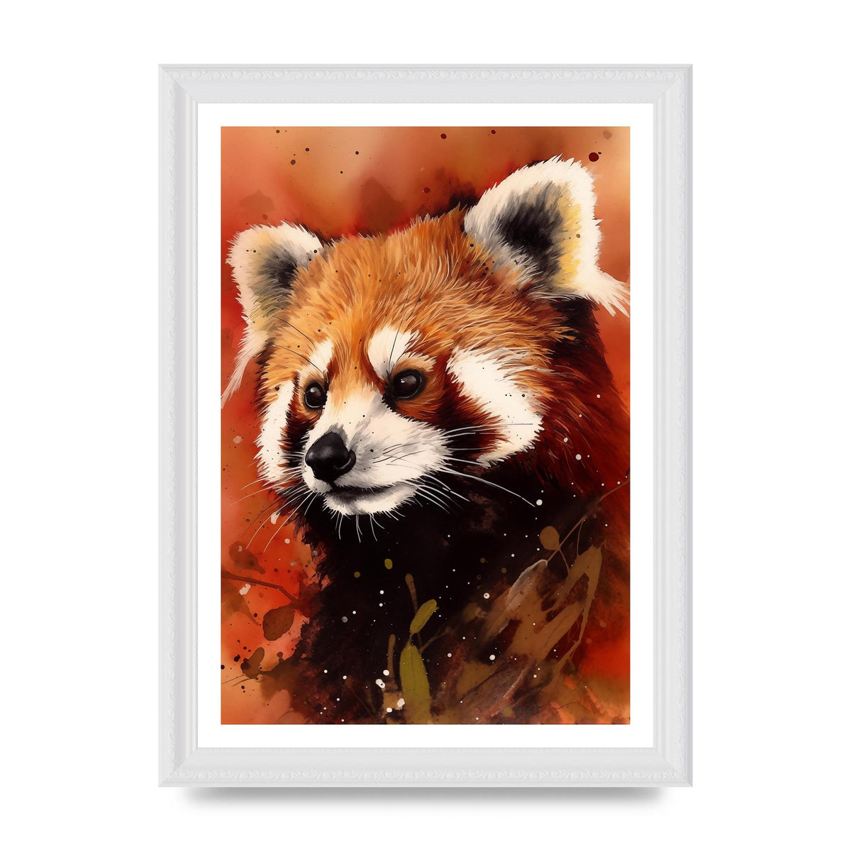 Red Panda Portrait with Warm Colored Backdrop