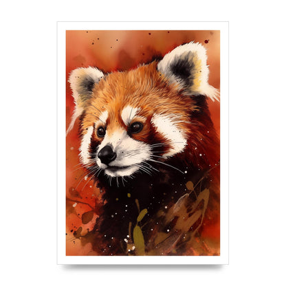 Red Panda Portrait with Warm Colored Backdrop