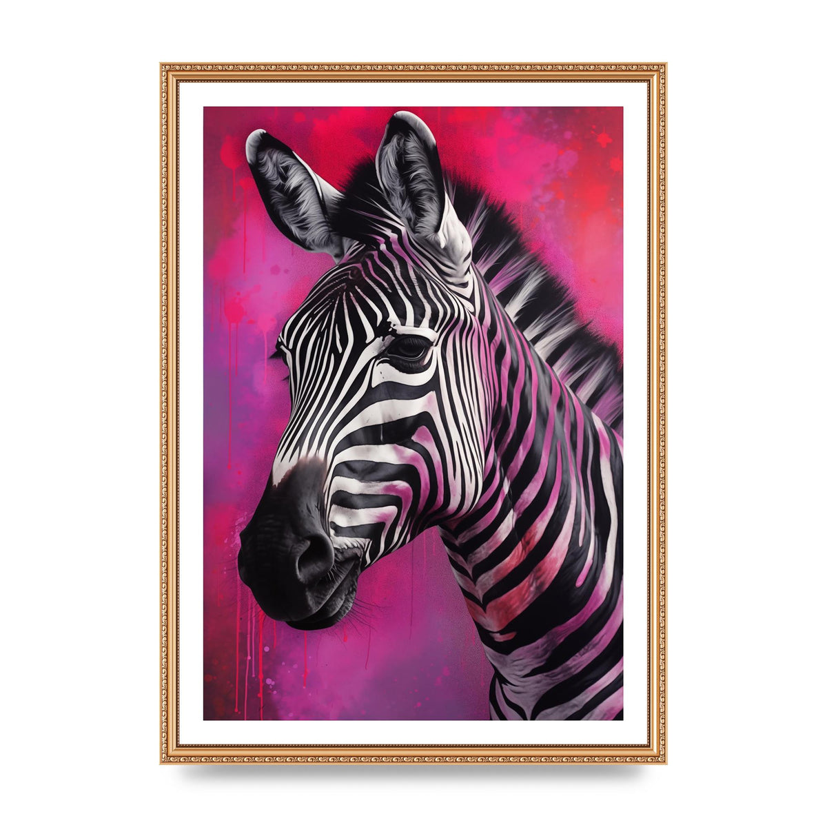 Zebras with Bold Pinks and Purples Contrast