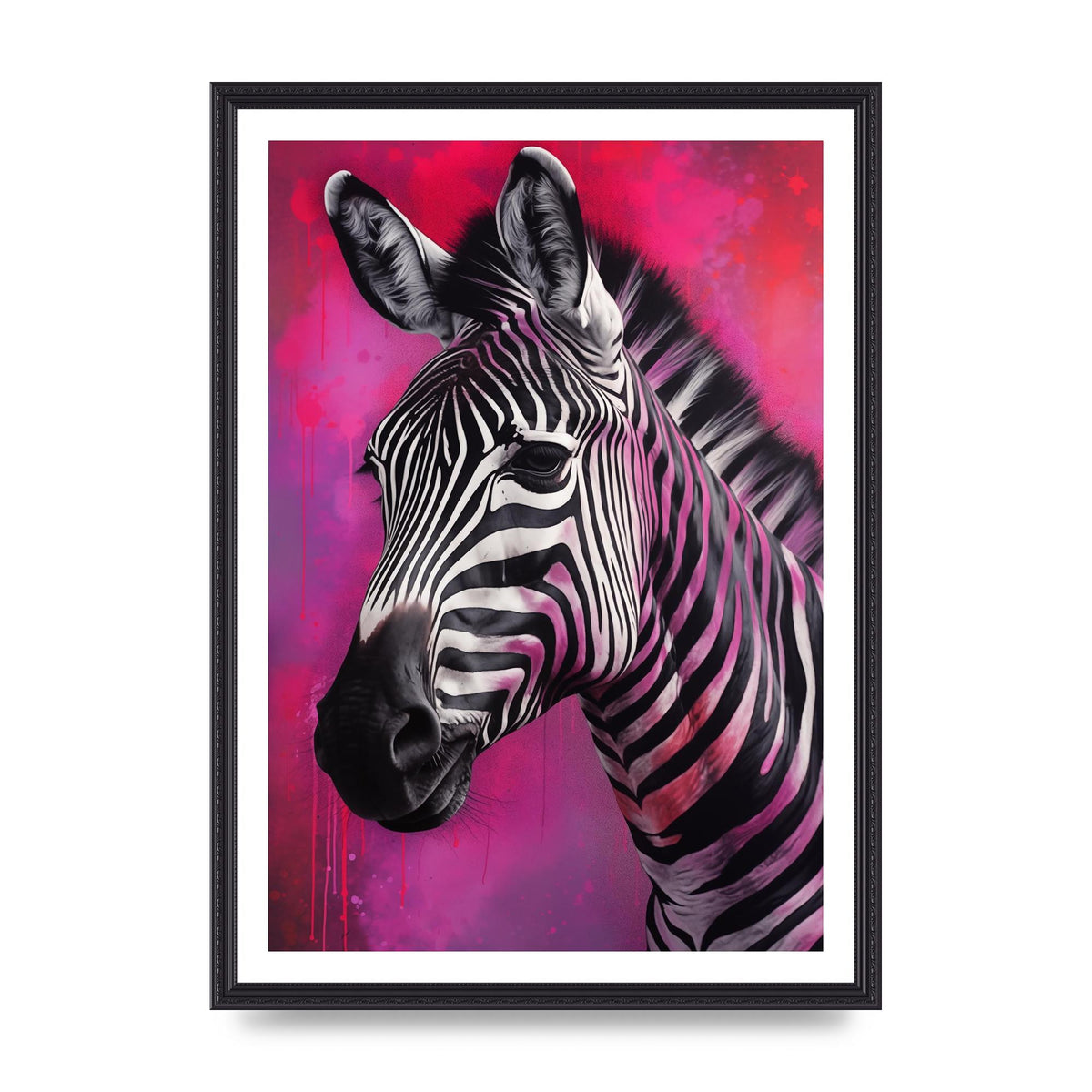 Zebras with Bold Pinks and Purples Contrast
