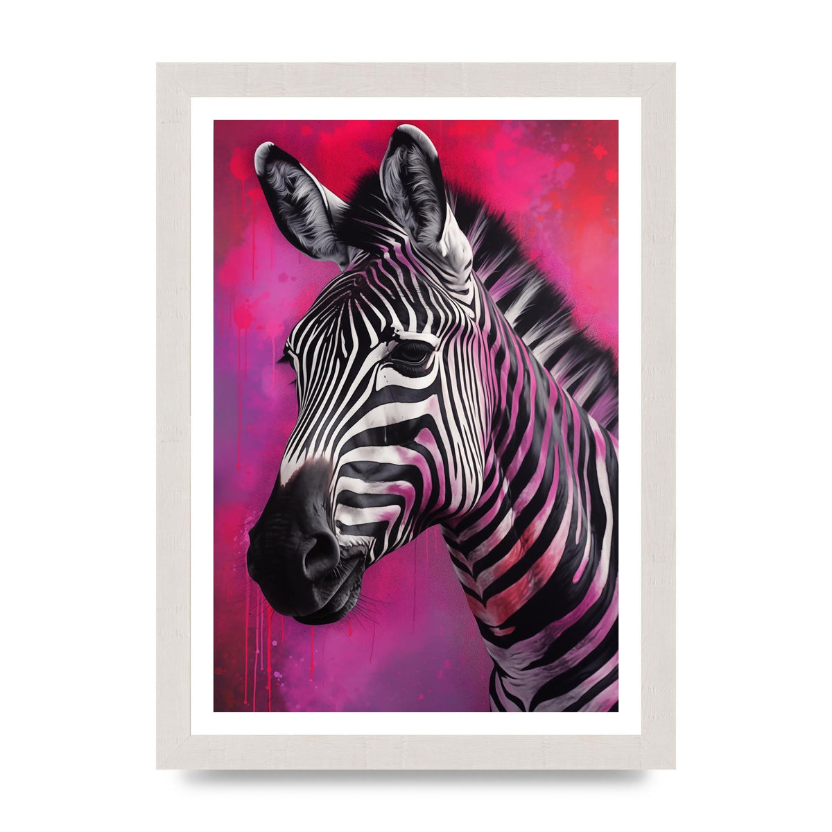 Zebras with Bold Pinks and Purples Contrast
