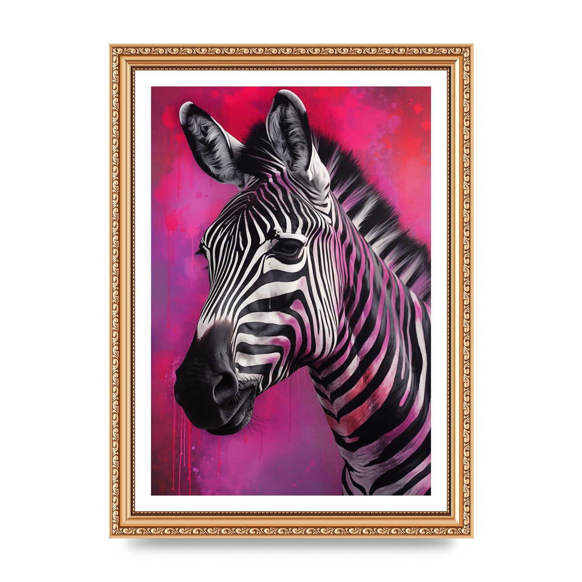 Zebras with Bold Pinks and Purples Contrast