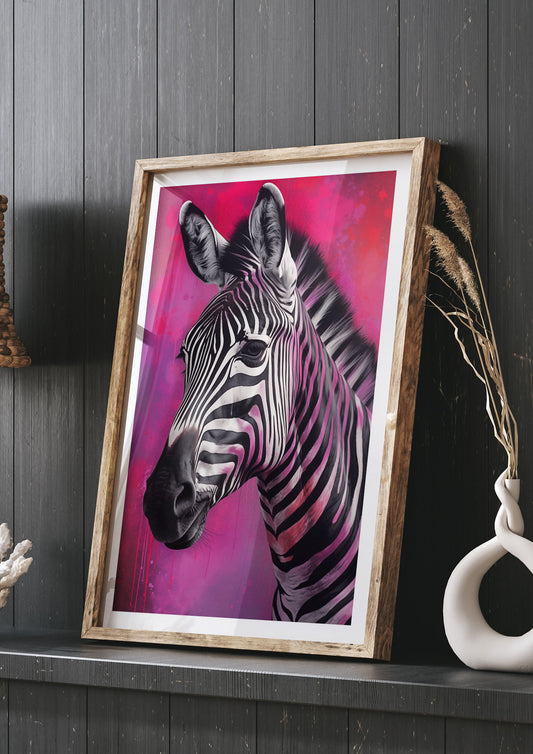 Zebras with Bold Pinks and Purples Contrast