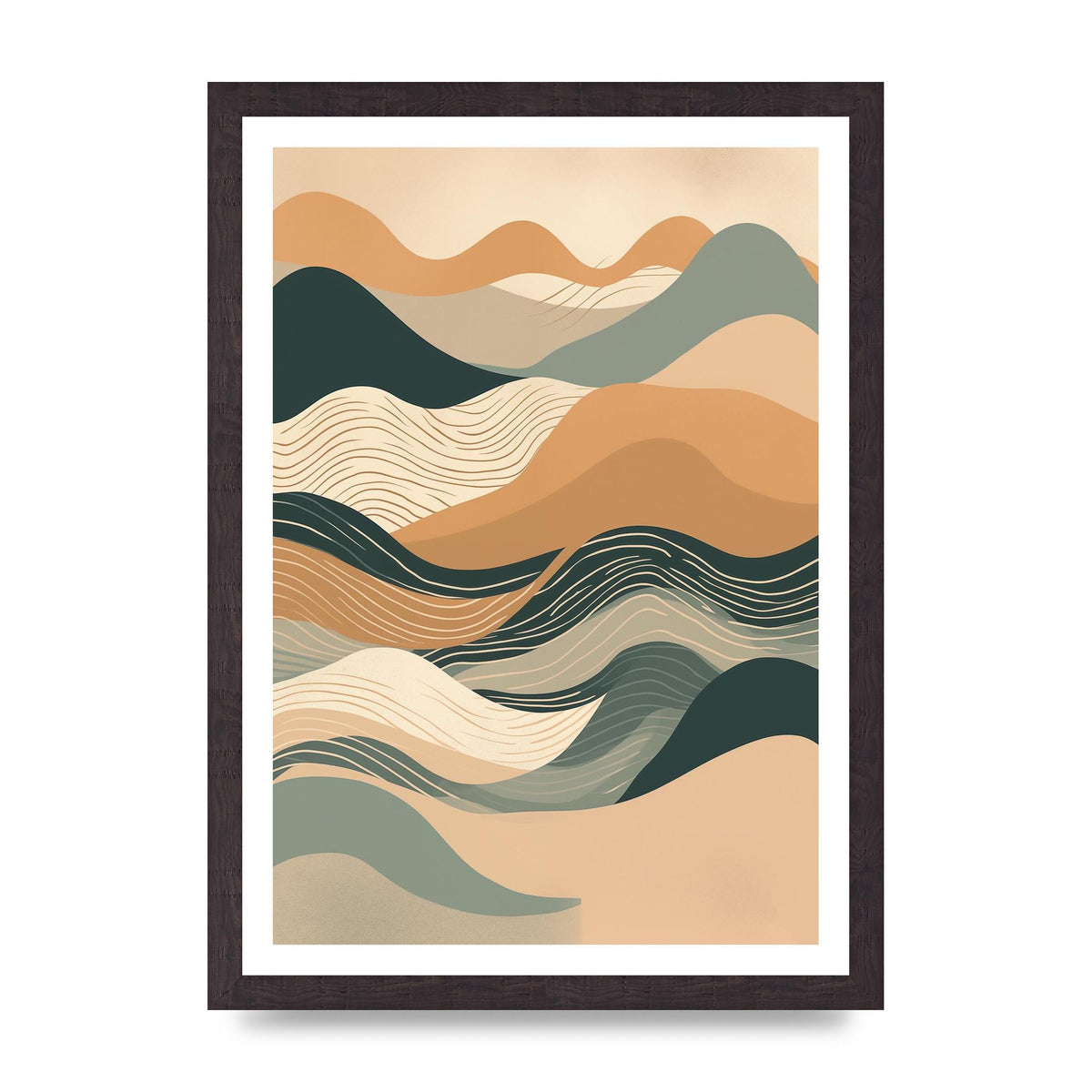 Earth-Tone Boho Waves in Risograph Style