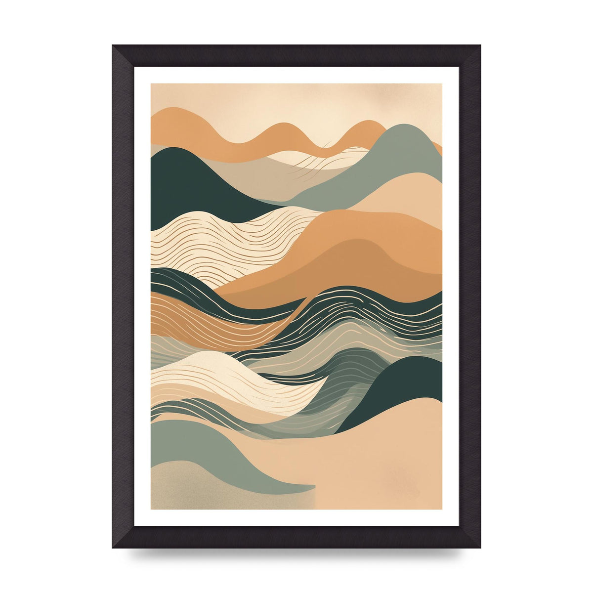 Earth-Tone Boho Waves in Risograph Style