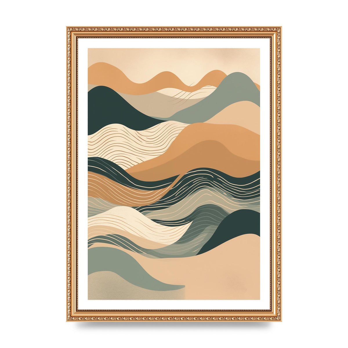Earth-Tone Boho Waves in Risograph Style