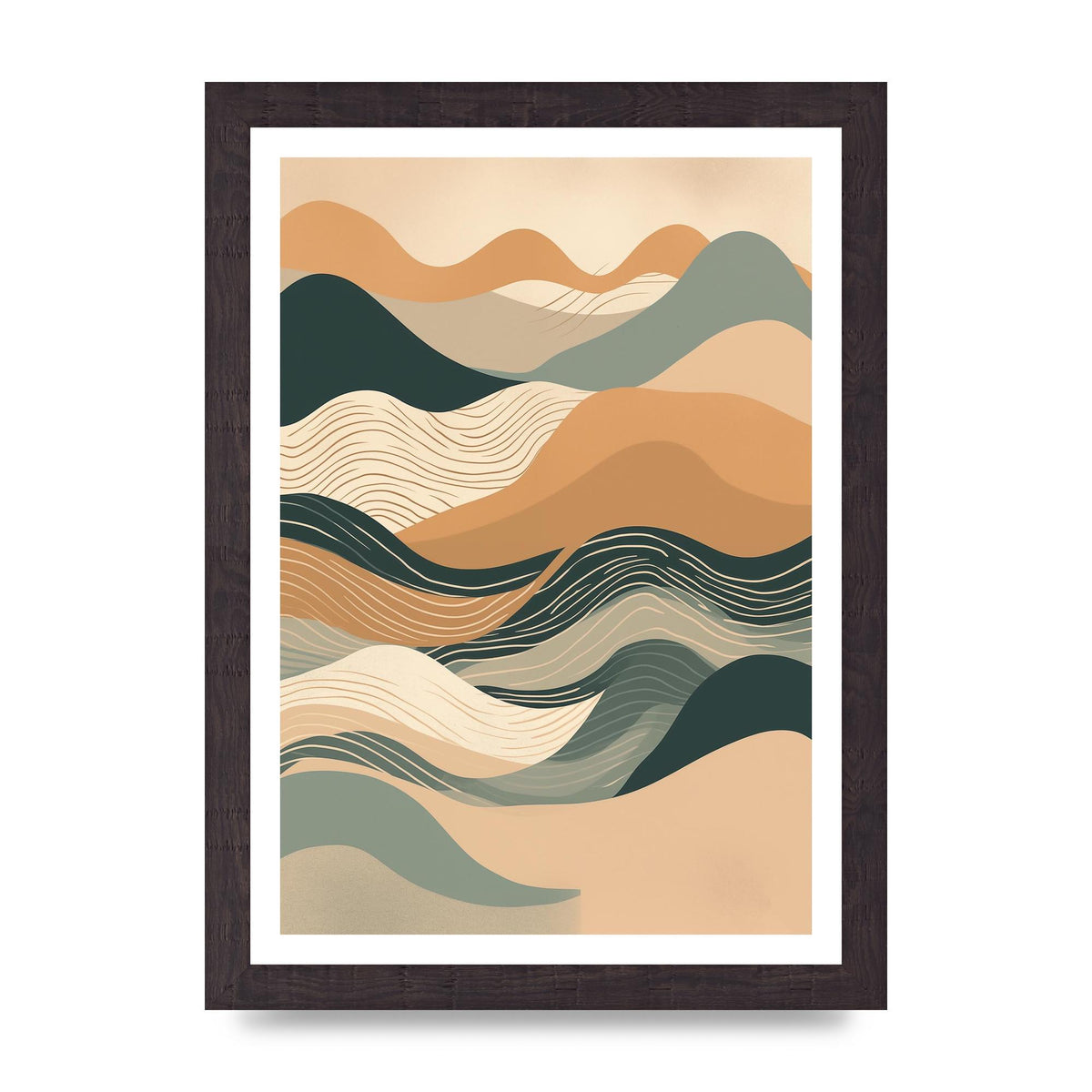 Earth-Tone Boho Waves in Risograph Style