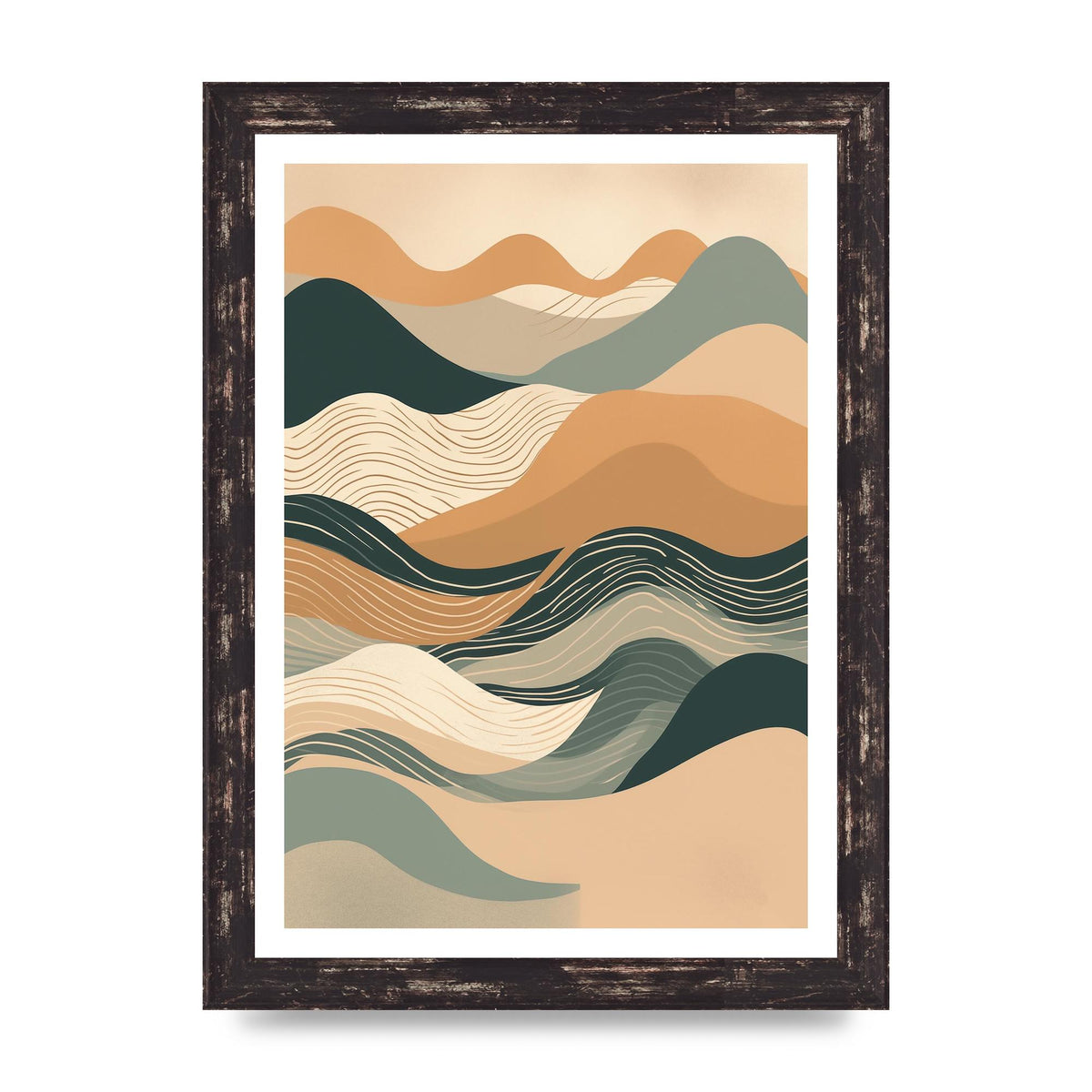 Earth-Tone Boho Waves in Risograph Style