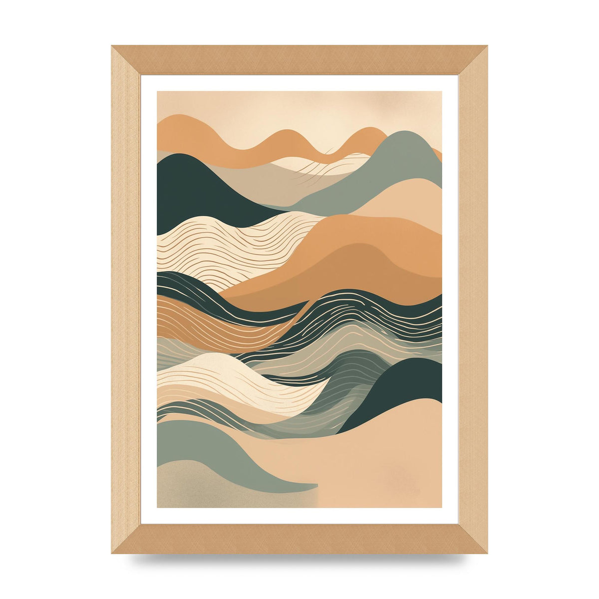 Earth-Tone Boho Waves in Risograph Style