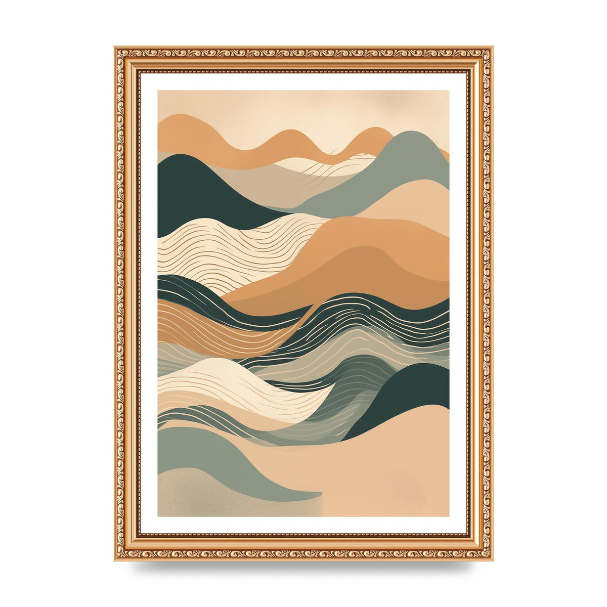 Earth-Tone Boho Waves in Risograph Style