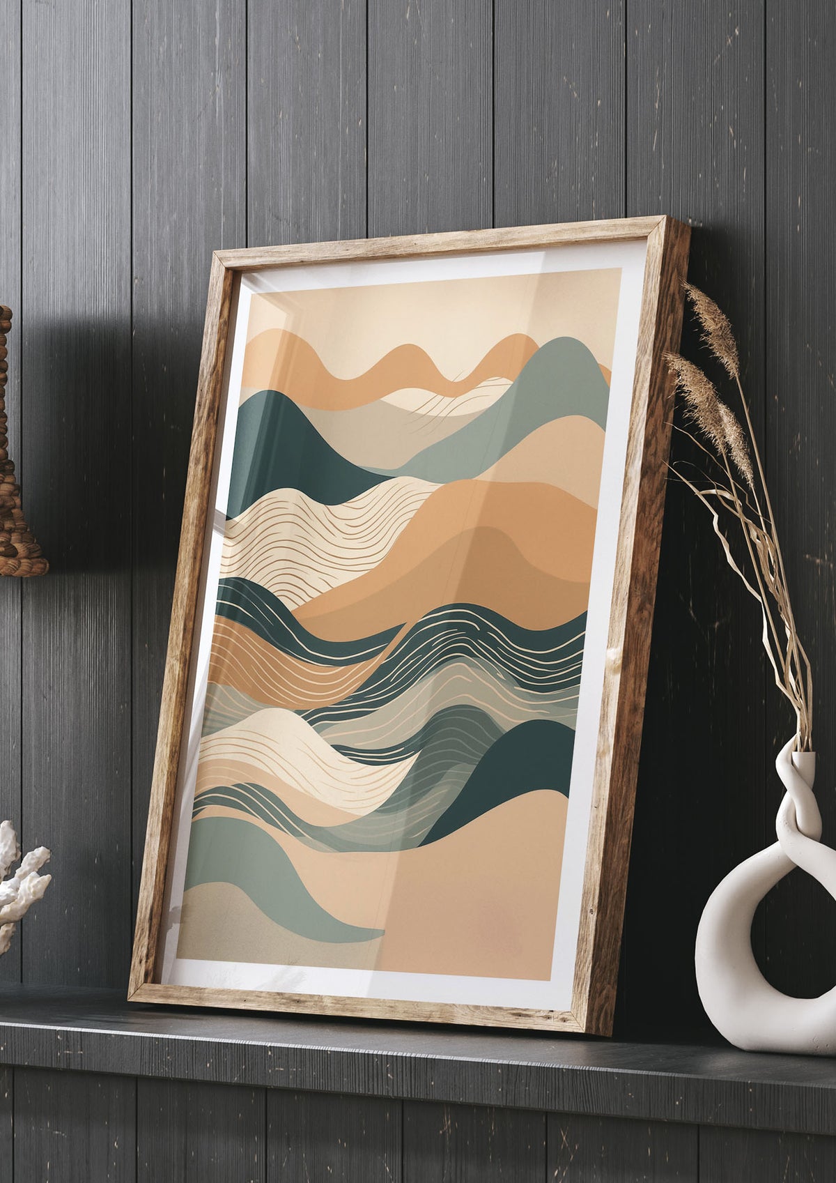 Earth-Tone Boho Waves in Risograph Style