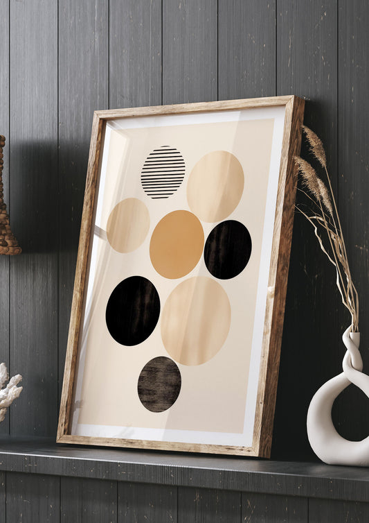 Bohemian Circle Art in Light Brown and Black