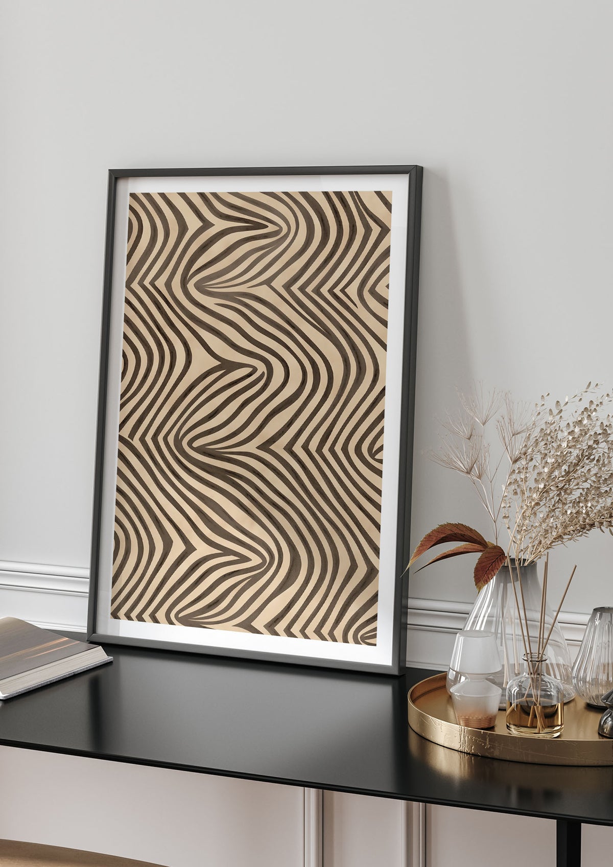 Tranquil Steps Boho Light Brown and Black Lines