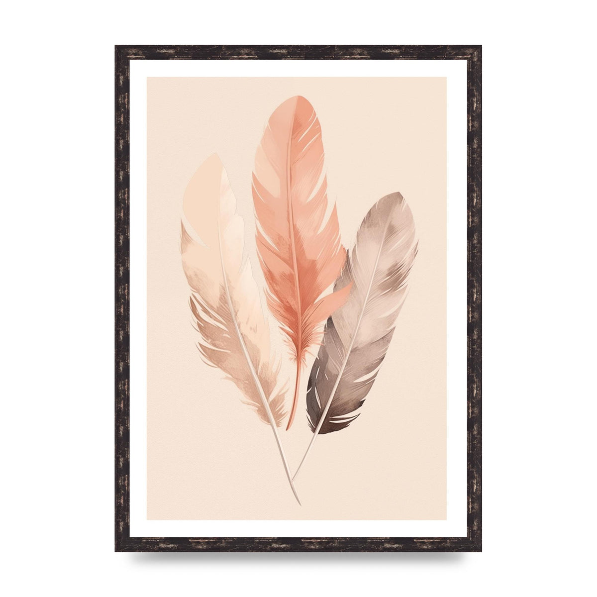 Feathered Boho Whisper Cream Riso Print