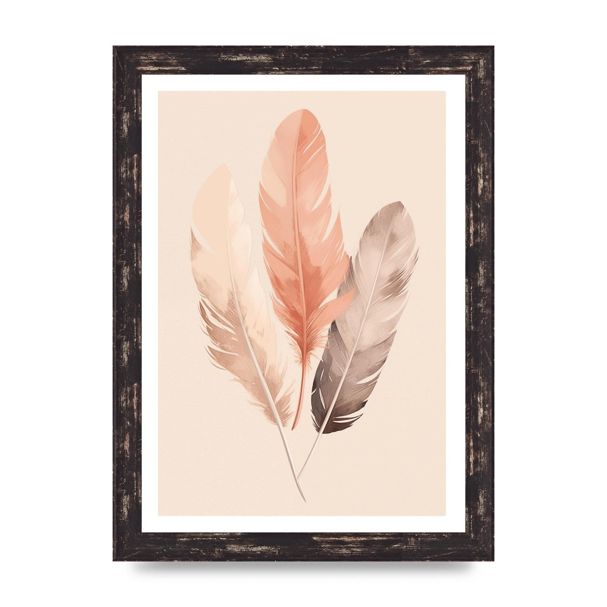Feathered Boho Whisper Cream Riso Print