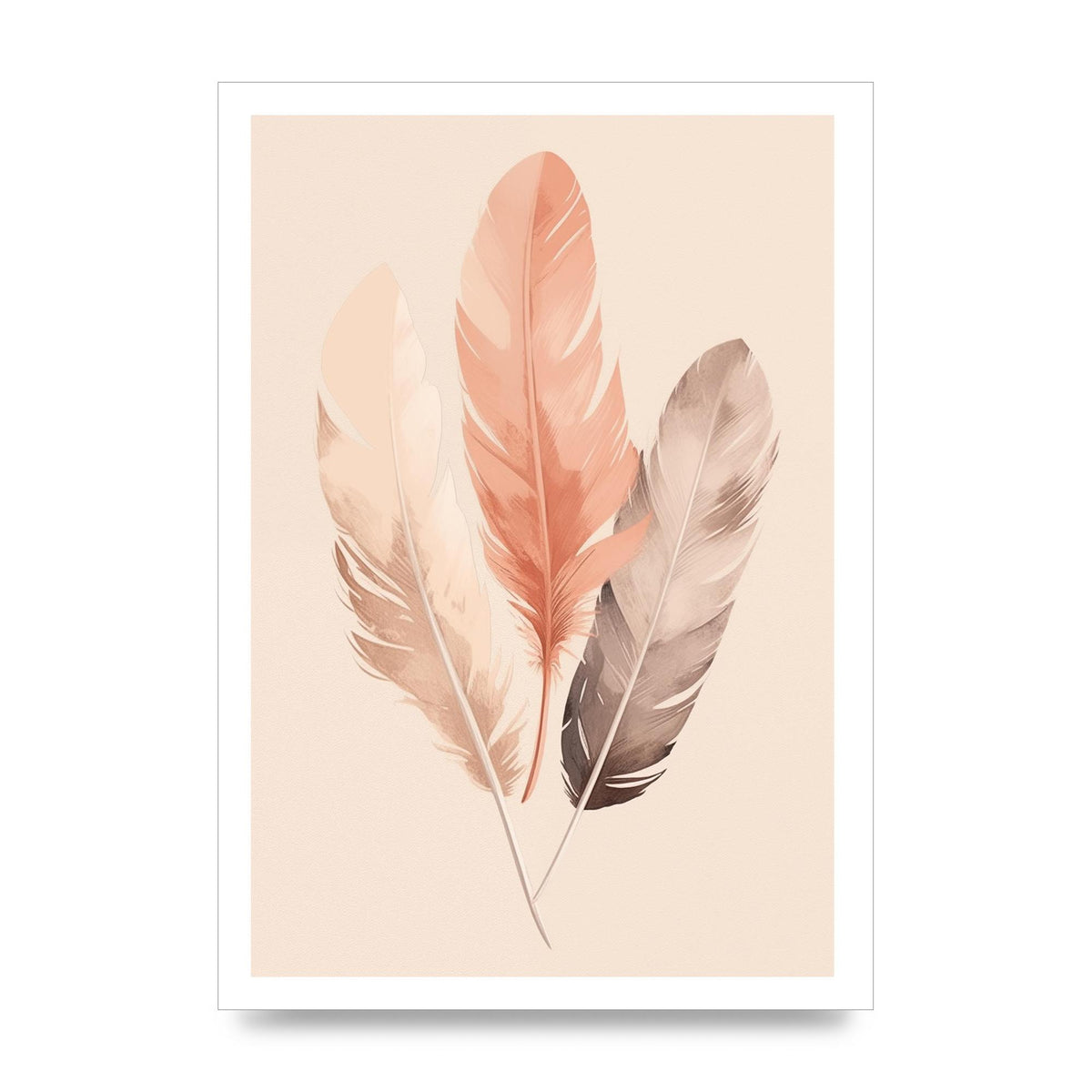 Feathered Boho Whisper Cream Riso Print