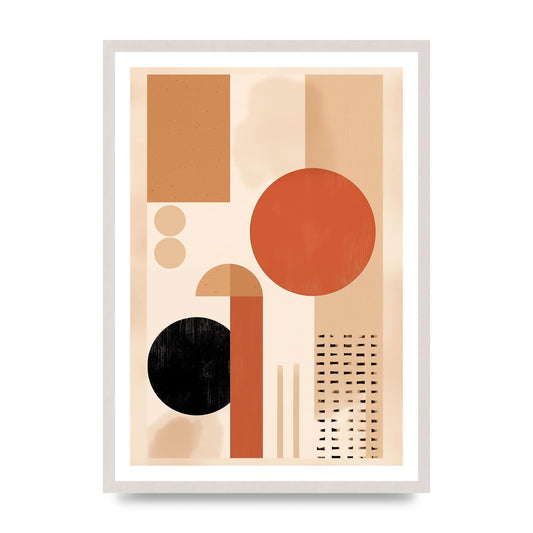 Cream and Earth-Toned Art Print in Riso Style