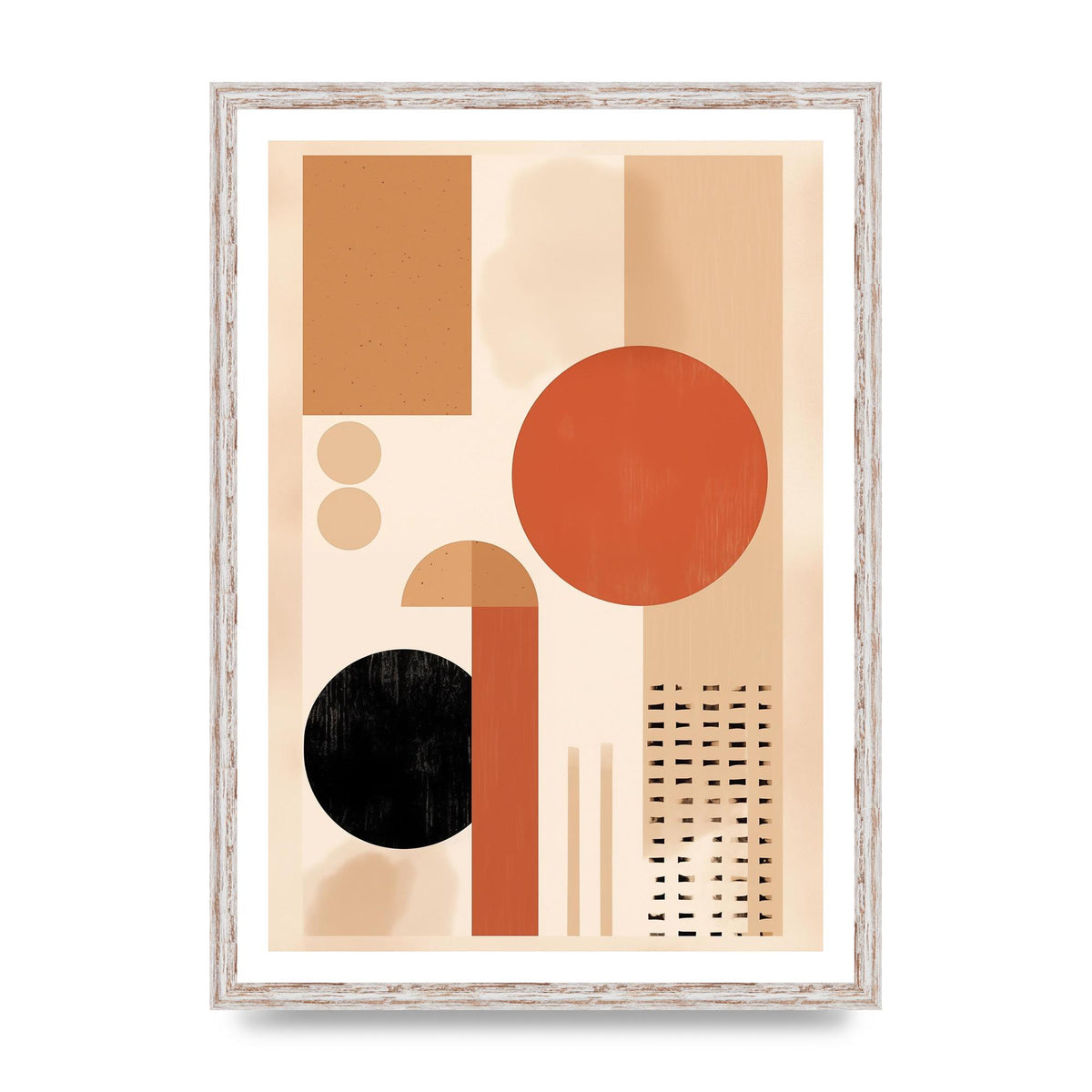 Cream and Earth-Toned Art Print in Riso Style