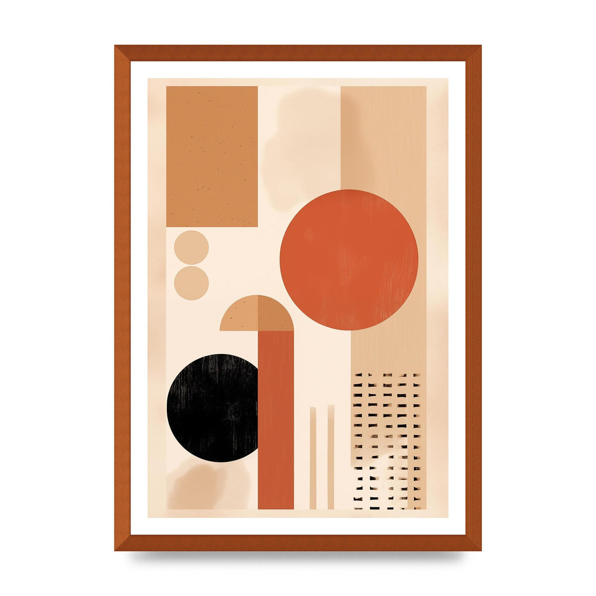 Cream and Earth-Toned Art Print in Riso Style