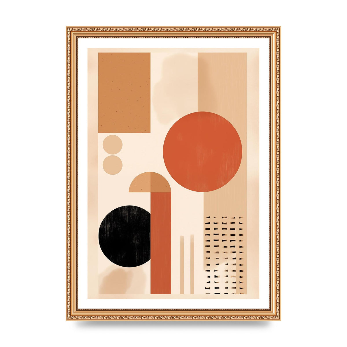 Cream and Earth-Toned Art Print in Riso Style