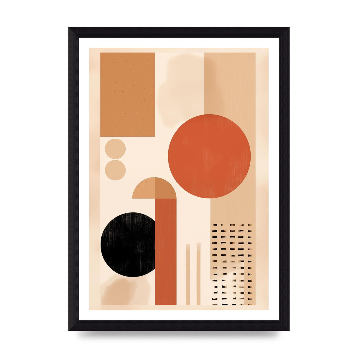 Cream and Earth-Toned Art Print in Riso Style