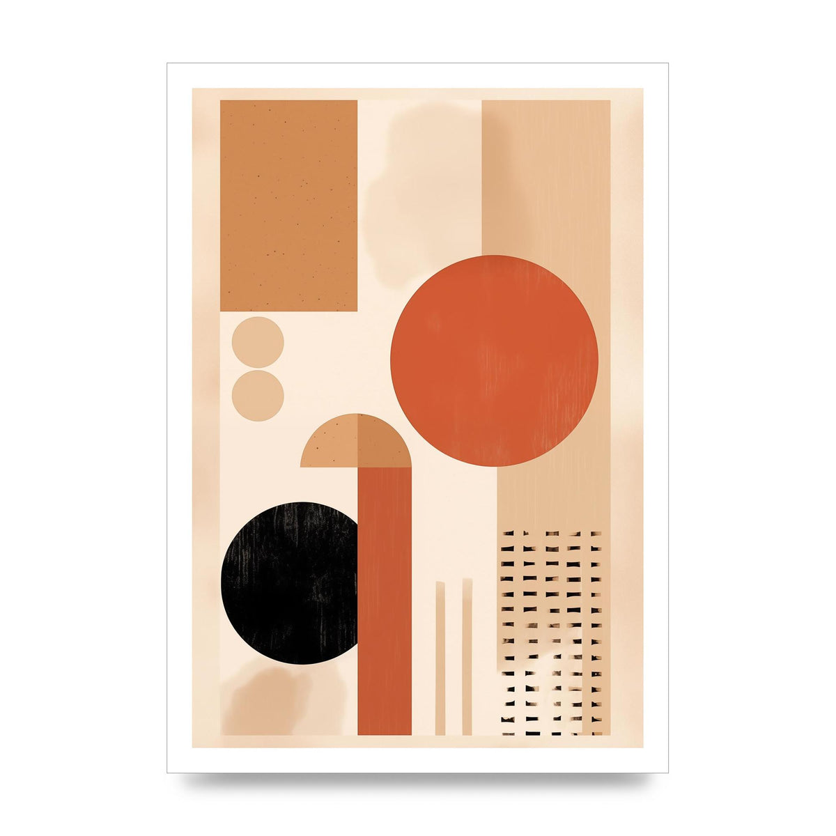 Cream and Earth-Toned Art Print in Riso Style