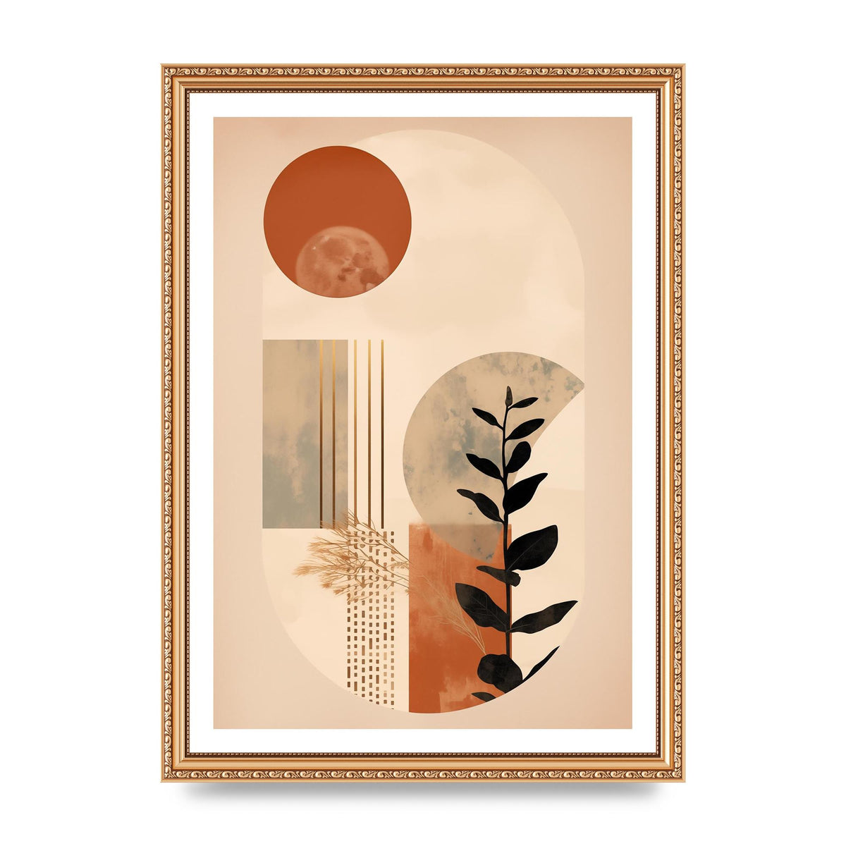 Cream and Earth Geometric Boho Print