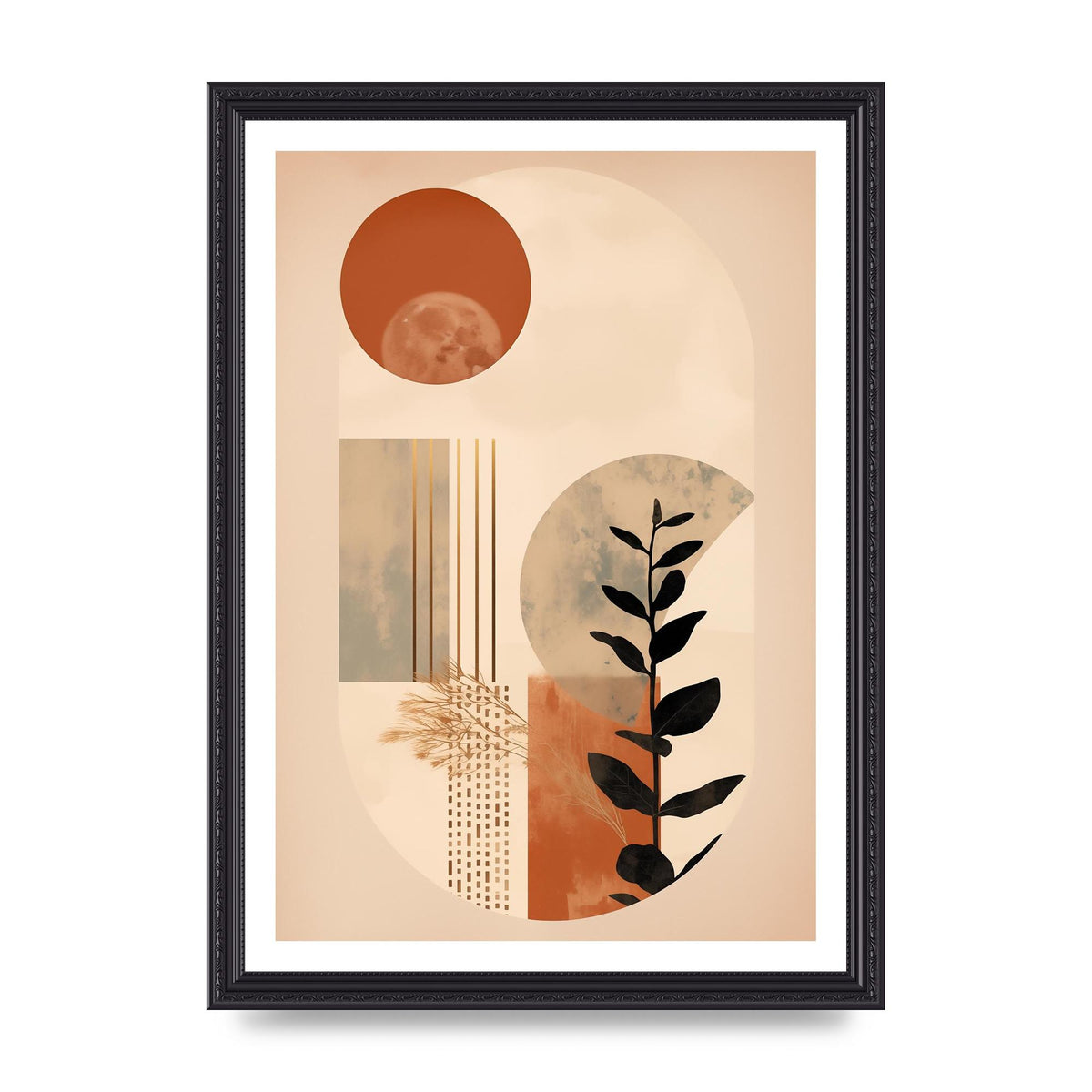 Cream and Earth Geometric Boho Print