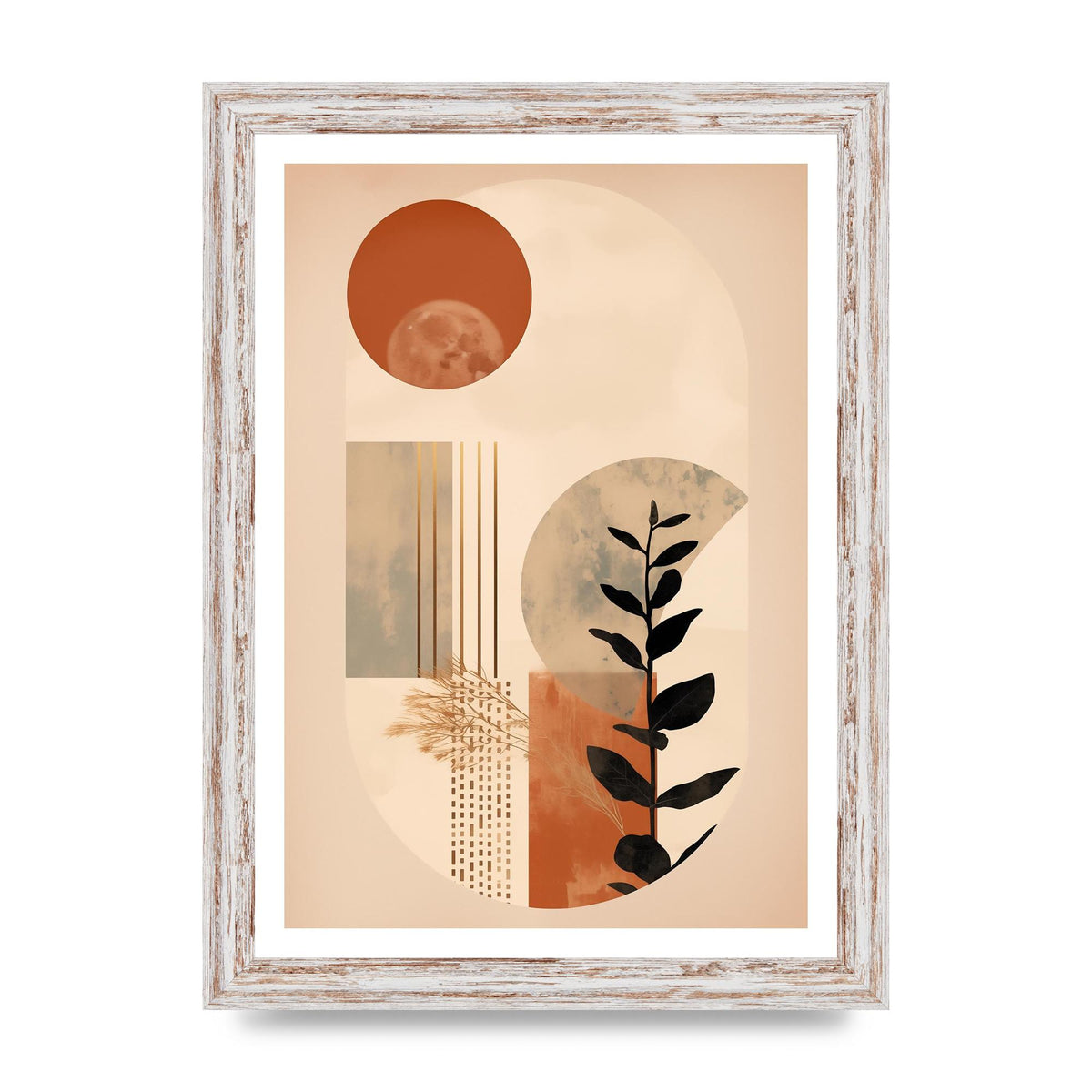Cream and Earth Geometric Boho Print