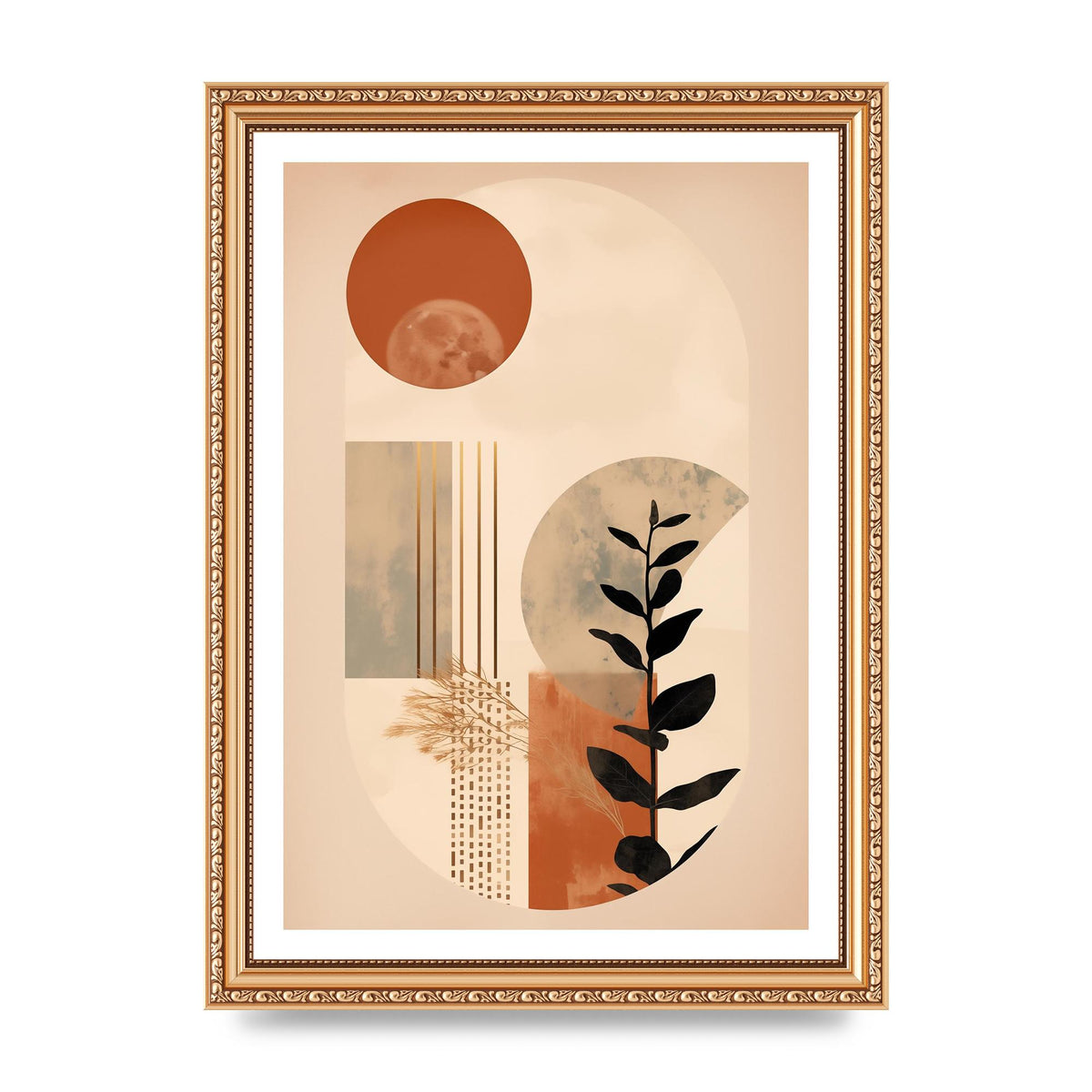 Cream and Earth Geometric Boho Print