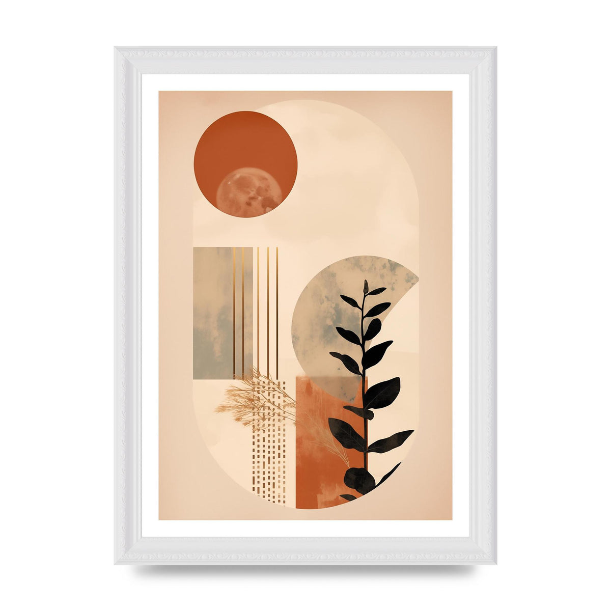 Cream and Earth Geometric Boho Print