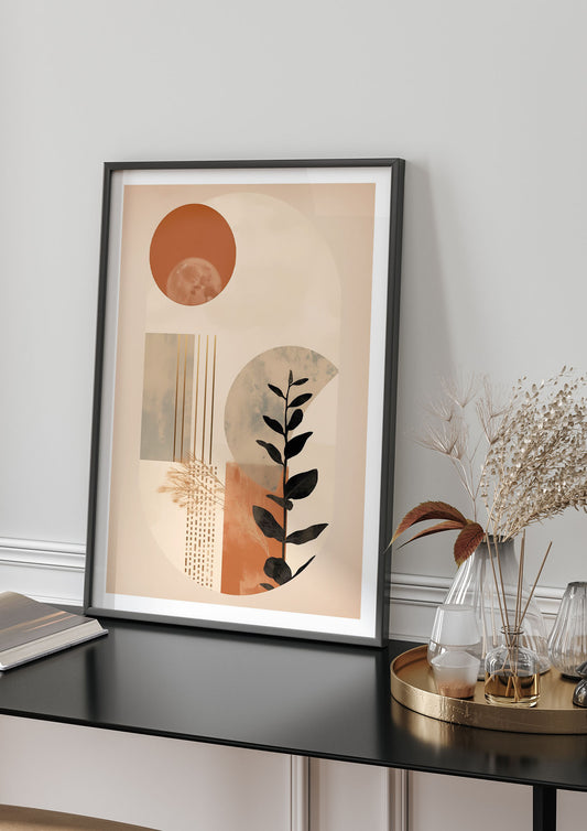Cream and Earth Geometric Boho Print
