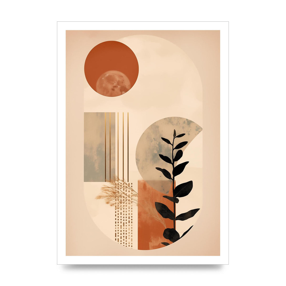 Cream and Earth Geometric Boho Print