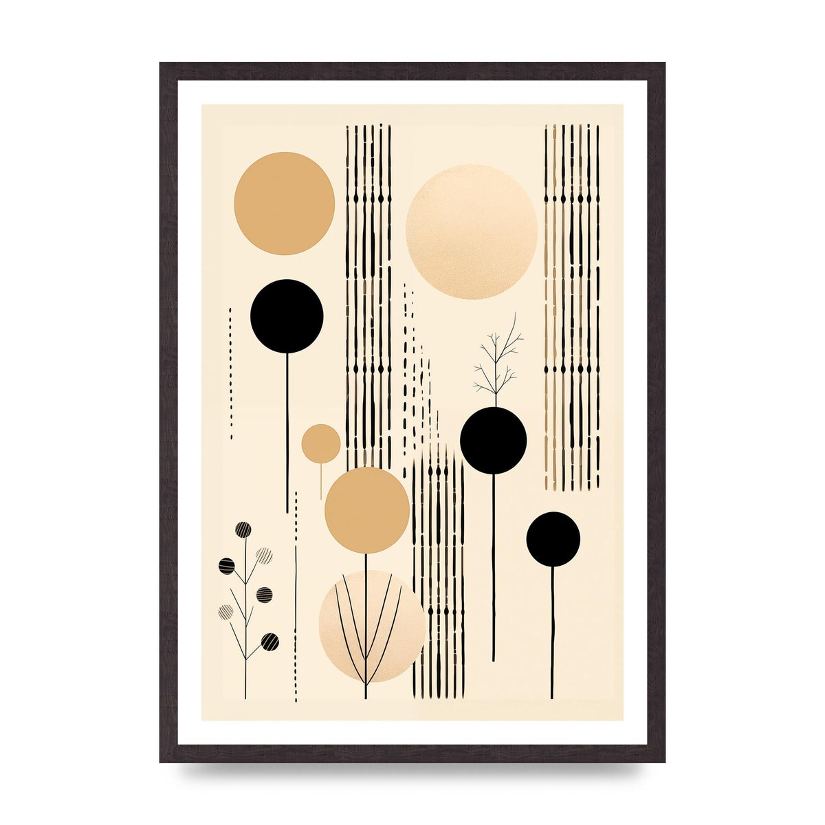 Boho Patterns in Grainy Black on Soft Backdrop