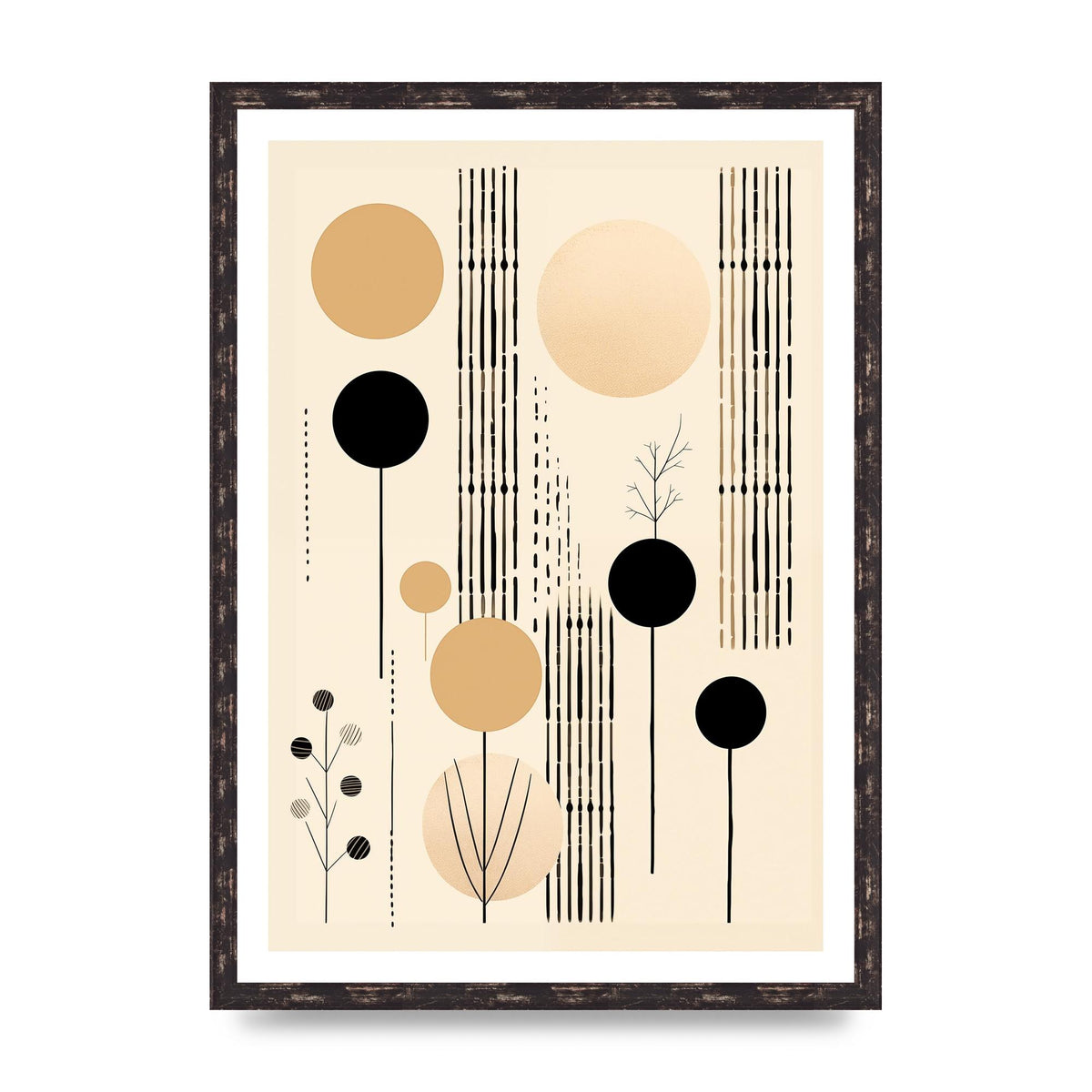 Boho Patterns in Grainy Black on Soft Backdrop