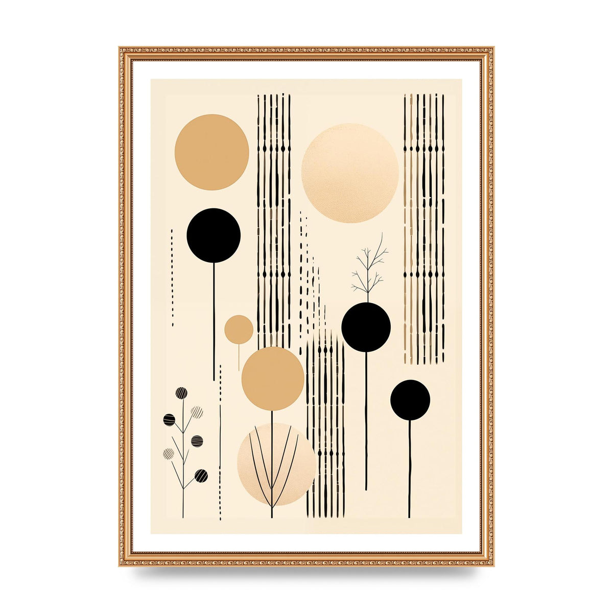 Boho Patterns in Grainy Black on Soft Backdrop