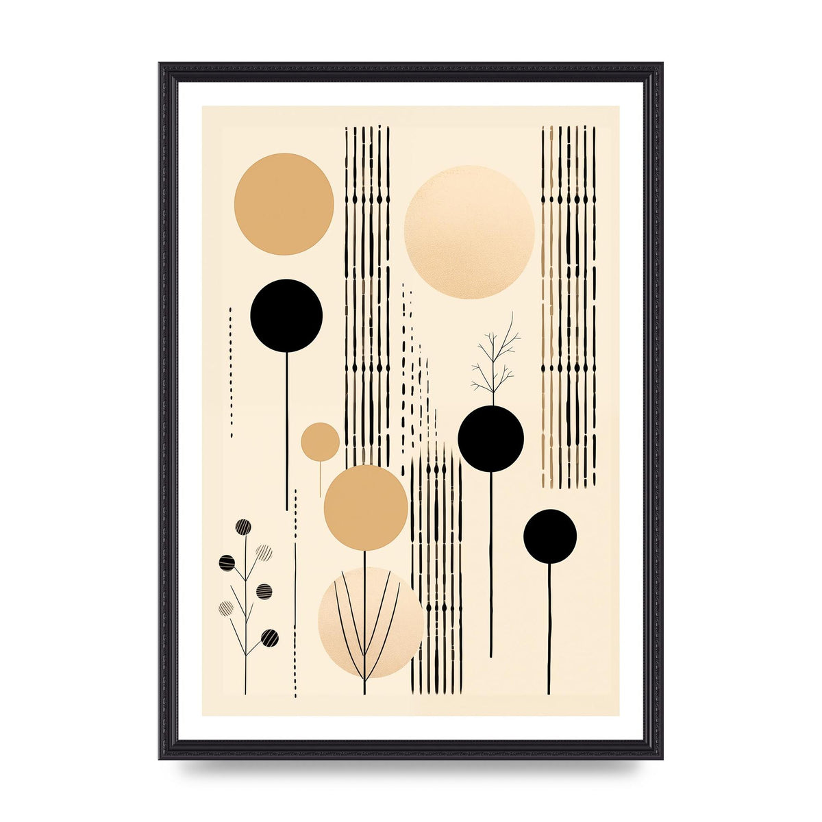 Boho Patterns in Grainy Black on Soft Backdrop