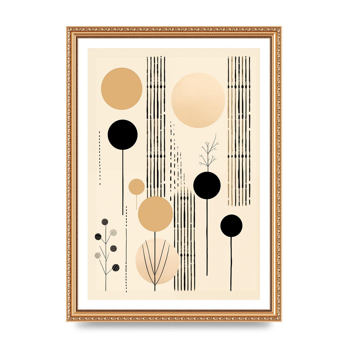 Boho Patterns in Grainy Black on Soft Backdrop