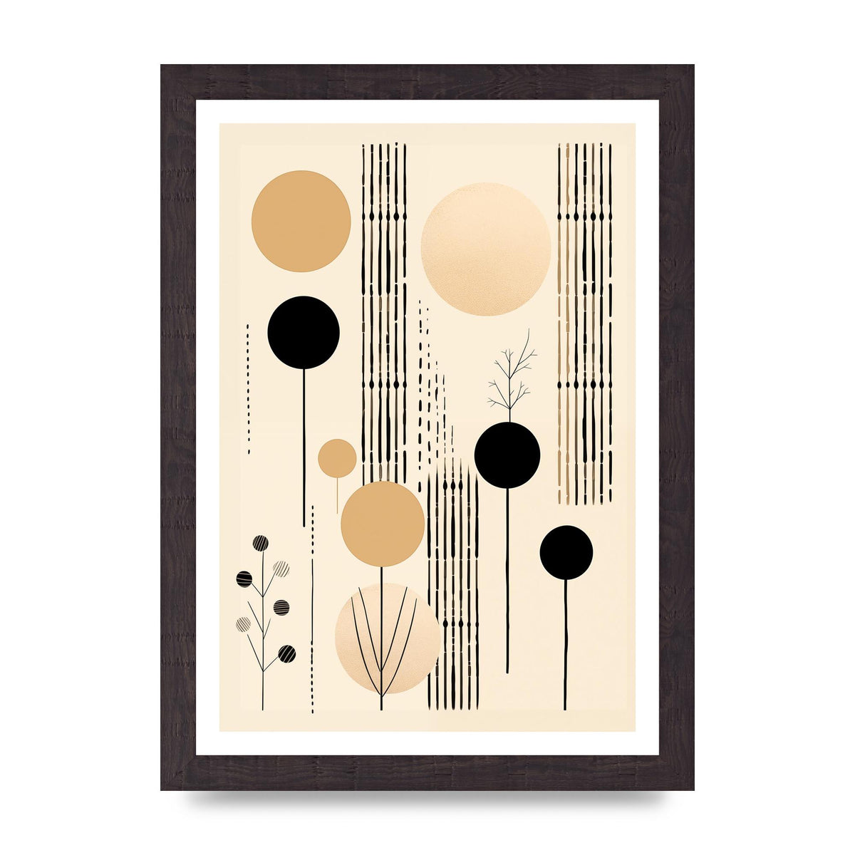 Boho Patterns in Grainy Black on Soft Backdrop