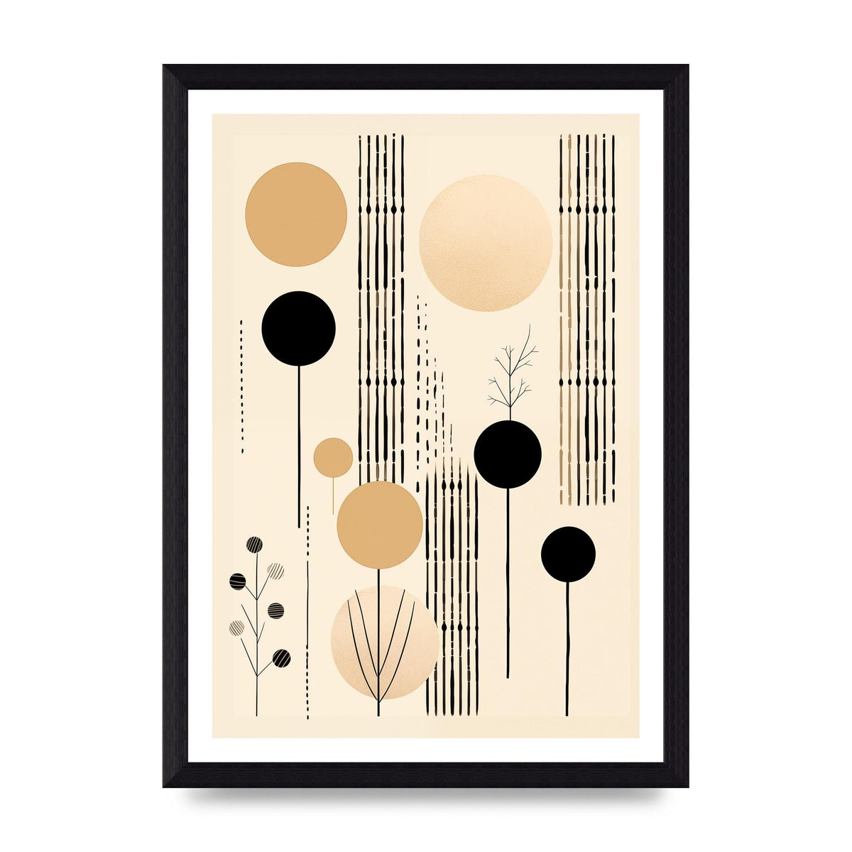 Boho Patterns in Grainy Black on Soft Backdrop