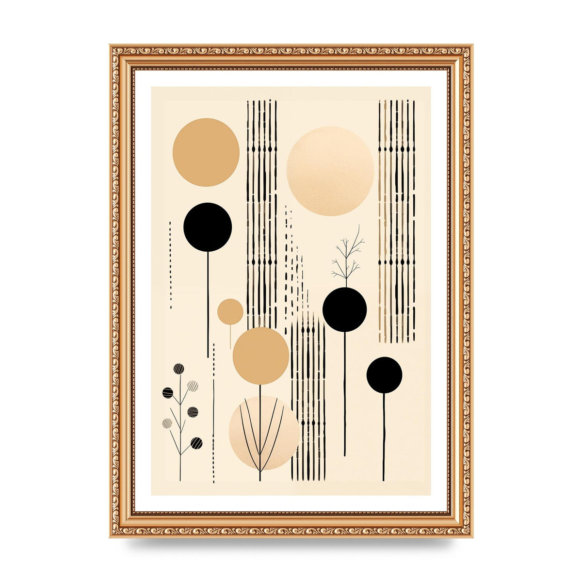 Boho Patterns in Grainy Black on Soft Backdrop