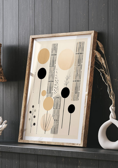Boho Patterns in Grainy Black on Soft Backdrop