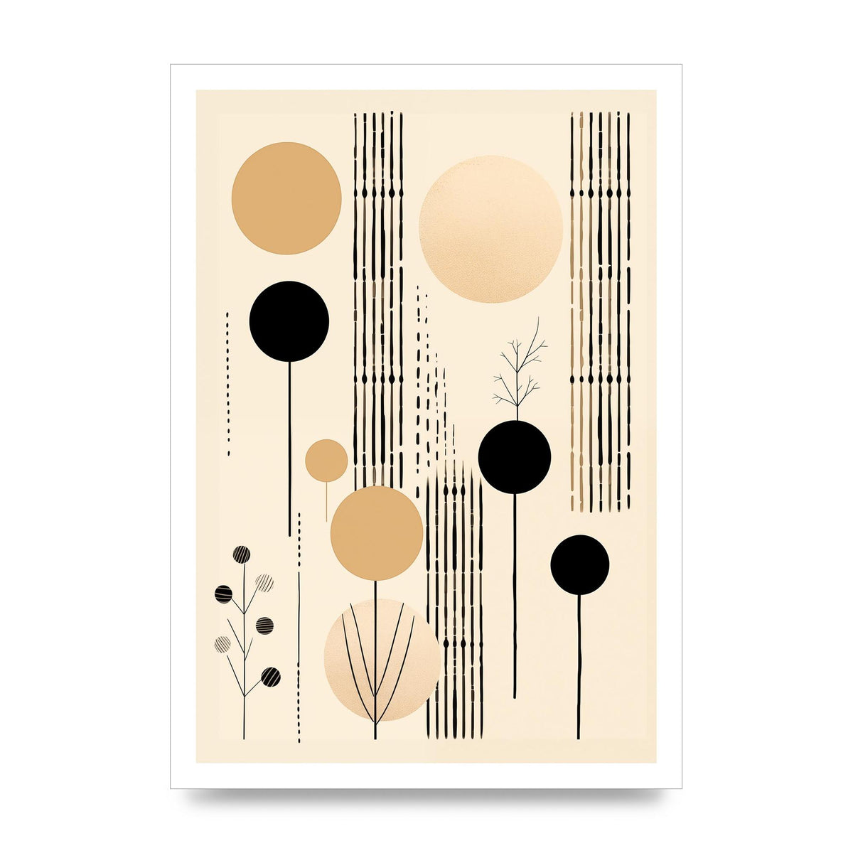 Boho Patterns in Grainy Black on Soft Backdrop
