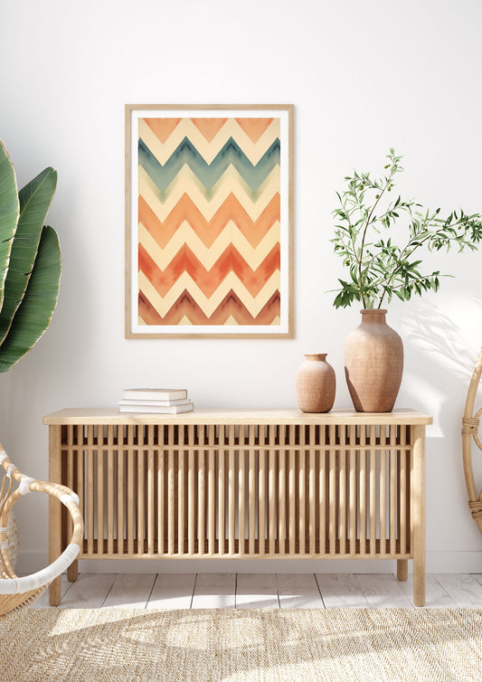 Boho Chevron Art in Cream and Brown