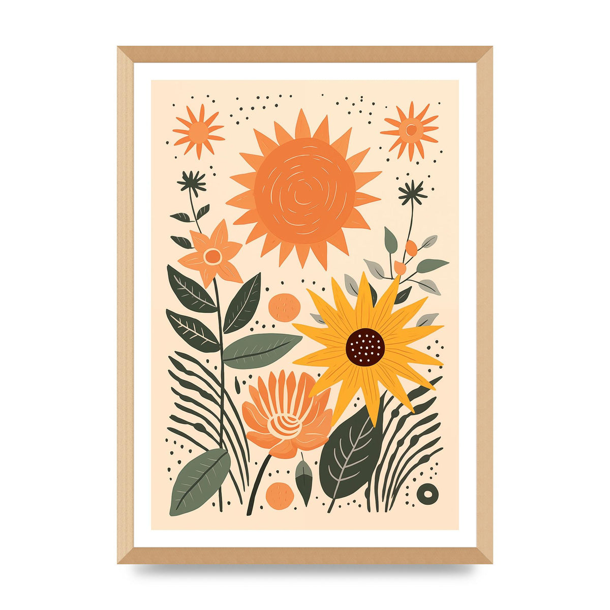 Celestial Boho Calm Sun and Moon Art