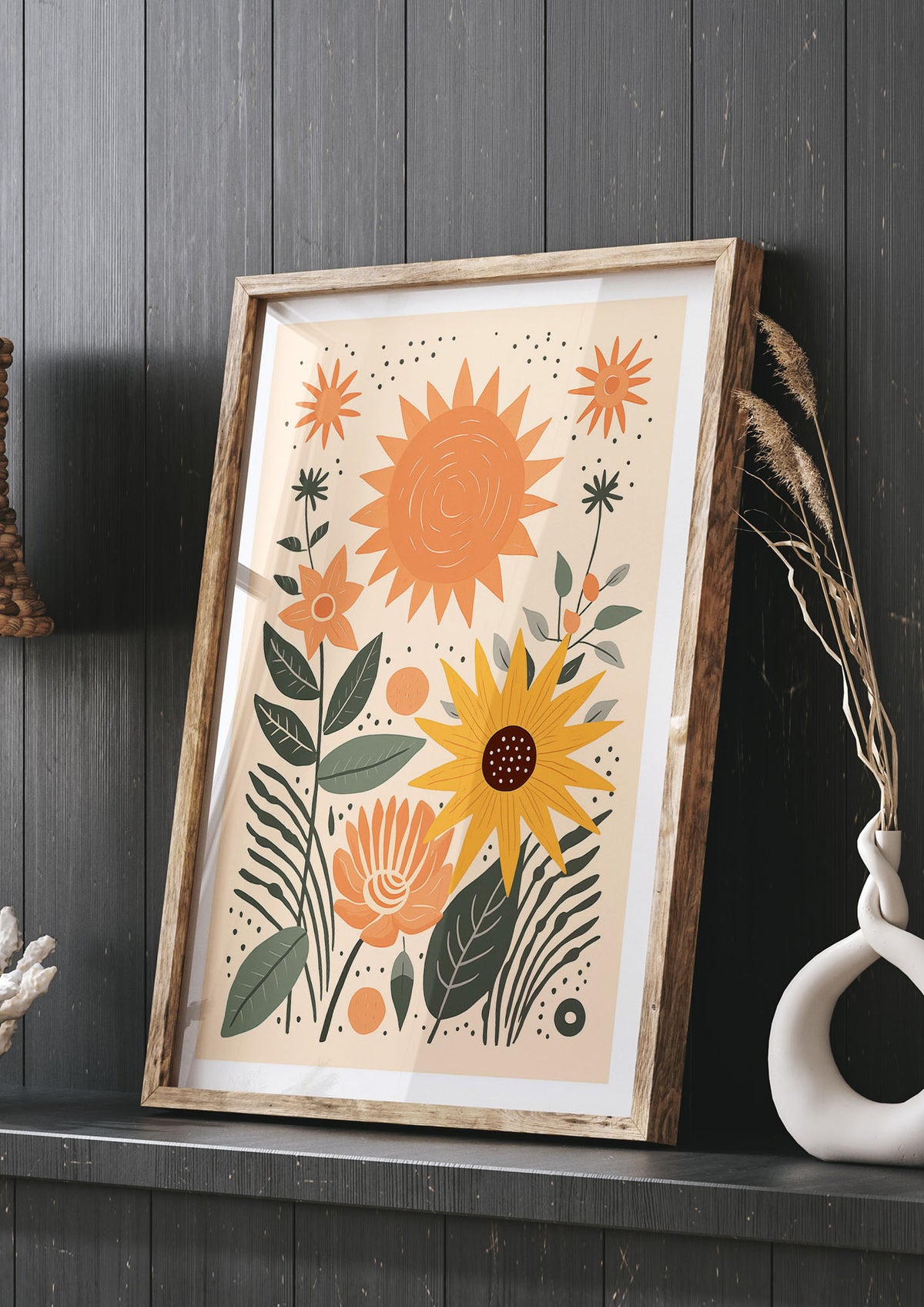 Celestial Boho Calm Sun and Moon Art