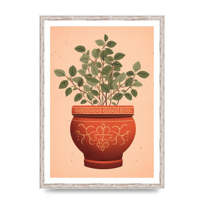 Terracotta Boho Charm Plant Motif Pot